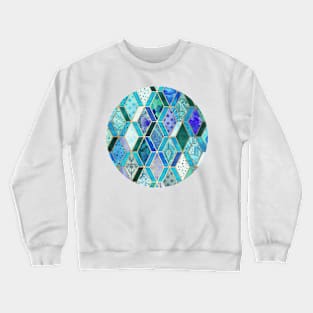 Sapphire & Emerald Diamond Patchwork Pattern Crewneck Sweatshirt